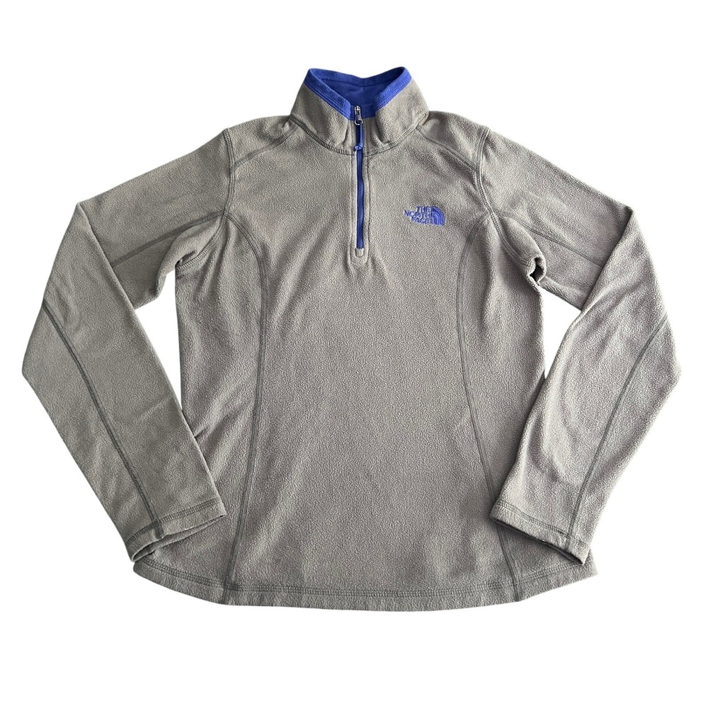 The North Face Women's XS Glacier 1/4 Zip Fleece Pullover Gray Blue CP8R Outdoor